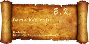 Barta Károly névjegykártya